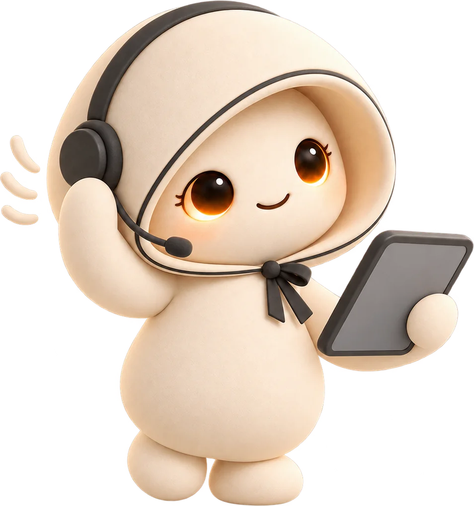 Nomi, the AI host, on a headset with the booking on her tablet